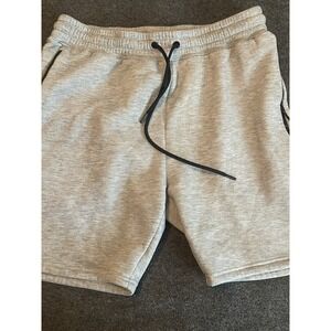 THLETEX Men's Drawstring Sweat Shorts Stretch Zippered Pockets Gray Size Large